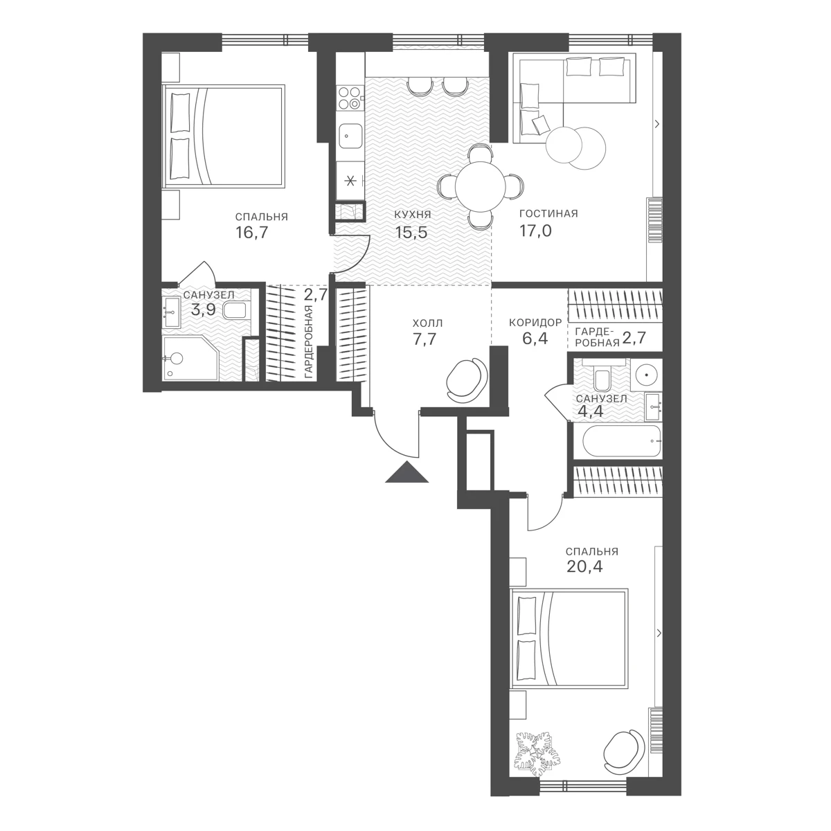 3-комнатная