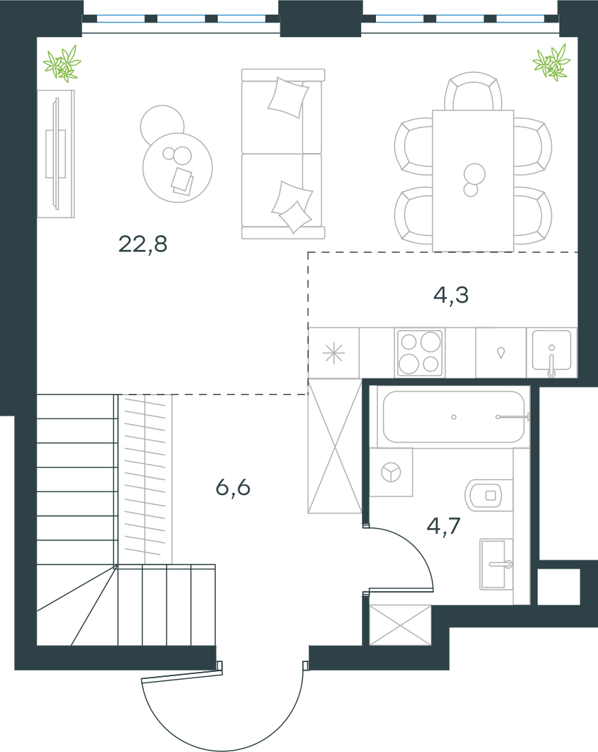 Планировка: Пентхаус, 73,2 м²