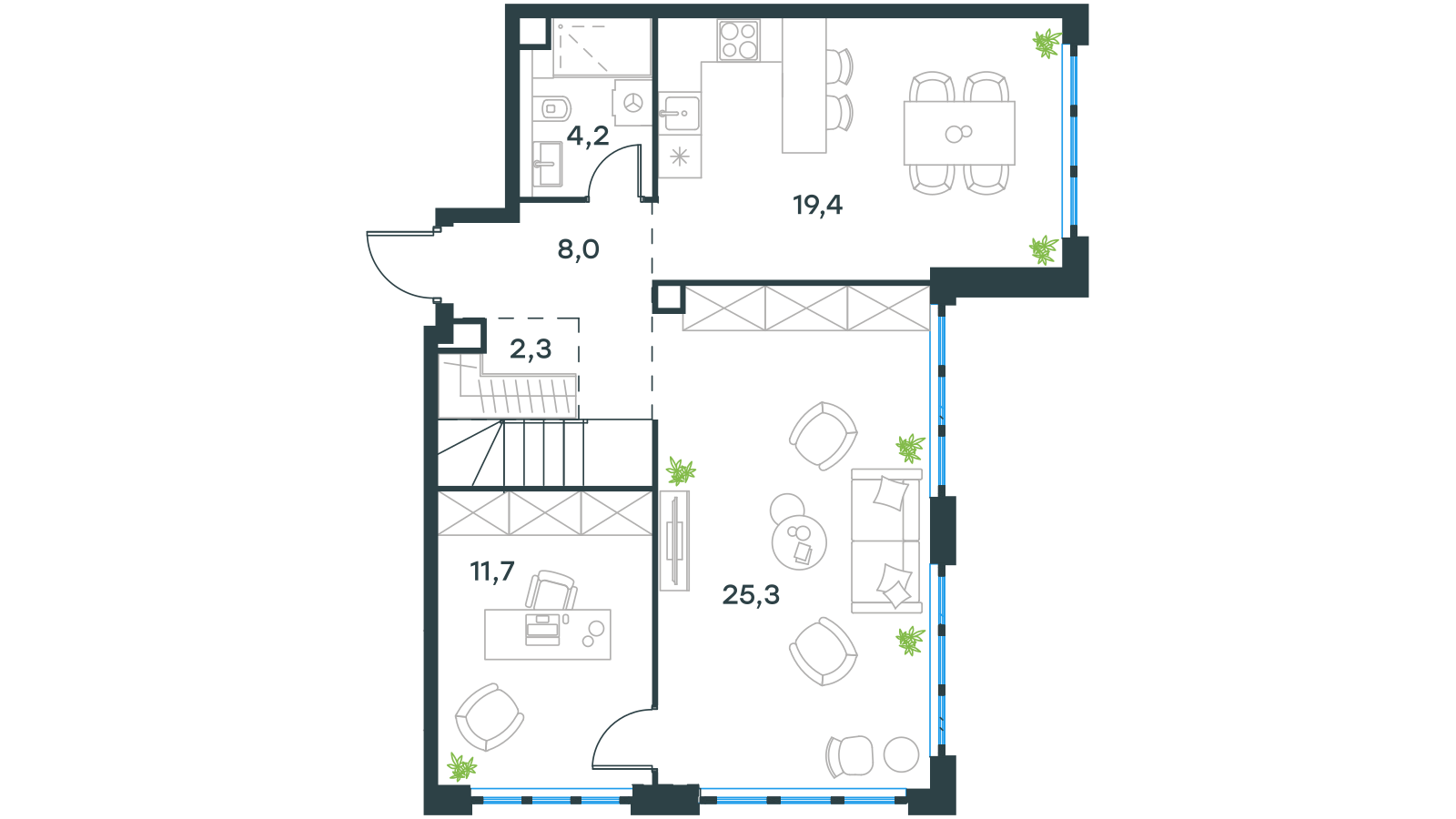 Планировка: Пентхаус, 120,6 м²
