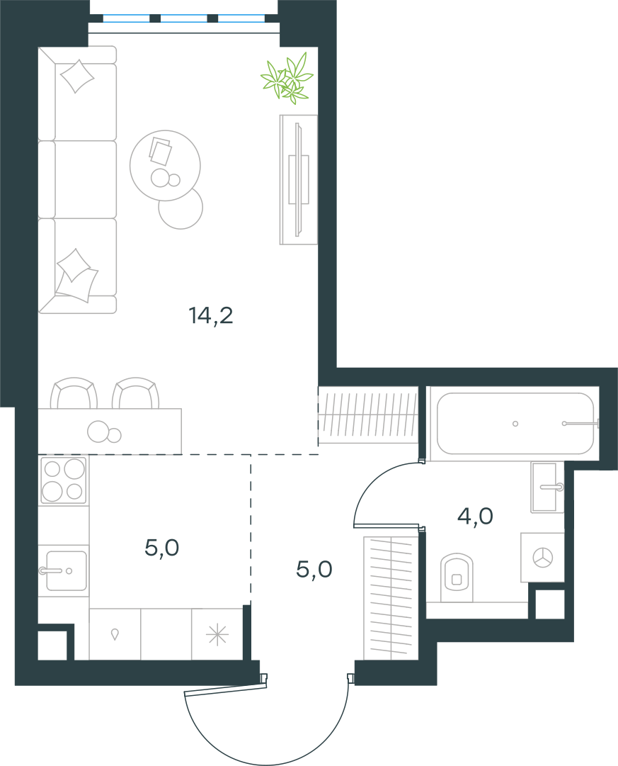 Планировка: Студия, 28,2 м²