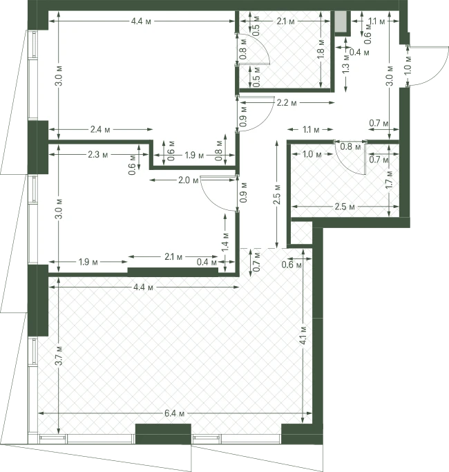 Планировка: 2-комнатная, 65,9 м²
