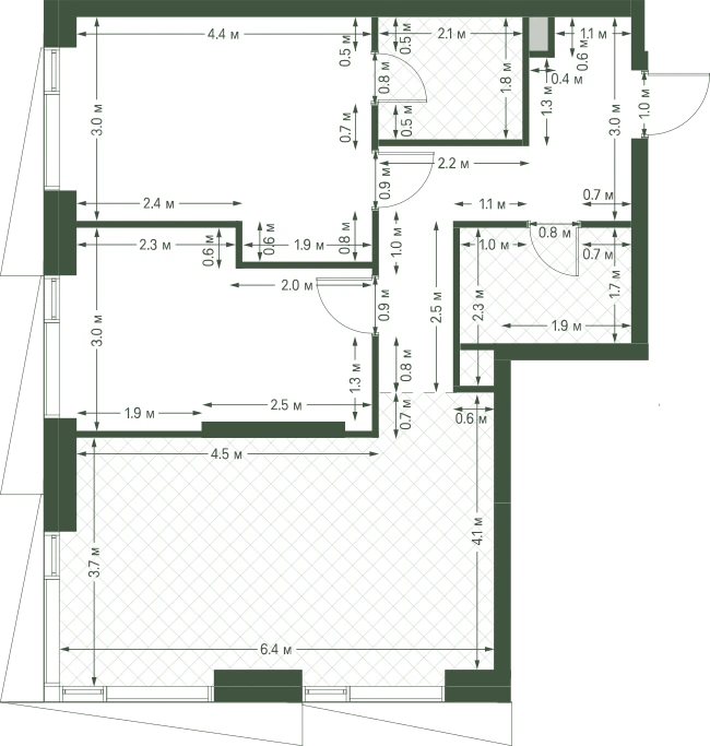 Планировка: 2-комнатная, 65,9 м²