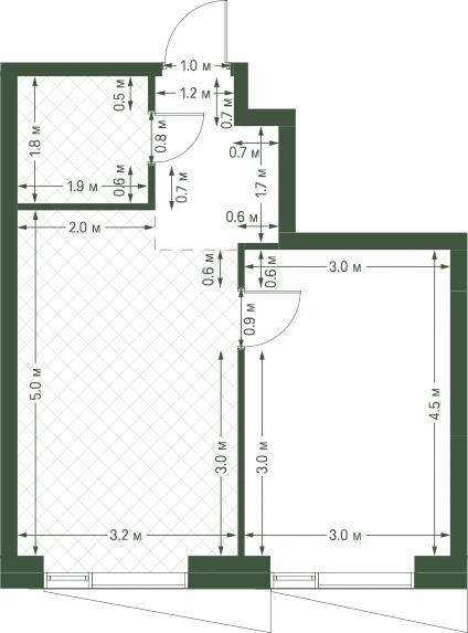 Планировка: 1-комнатная, 36,6 м²