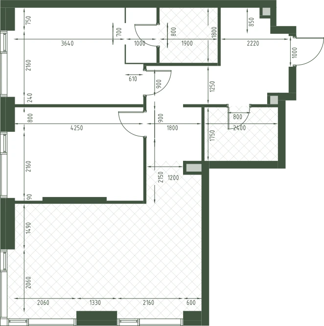 Планировка: 2-комнатная, 71 м²