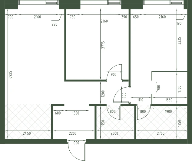 Планировка: 2-комнатная, 64,4 м²