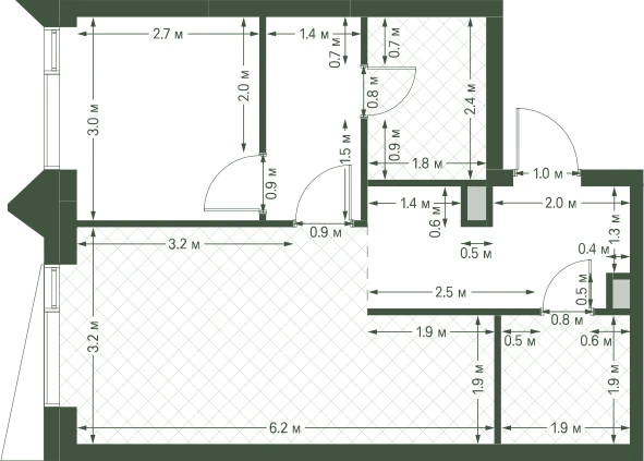 Планировка: 1-комнатная, 44 м²