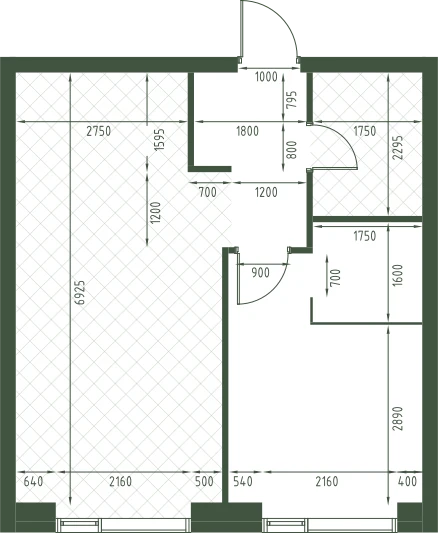 Планировка: 1-комнатная, 43,8 м²