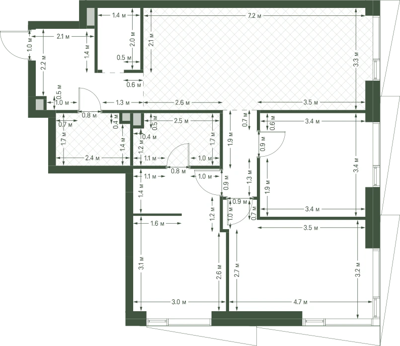 Планировка: 3-комнатная, 84,1 м²