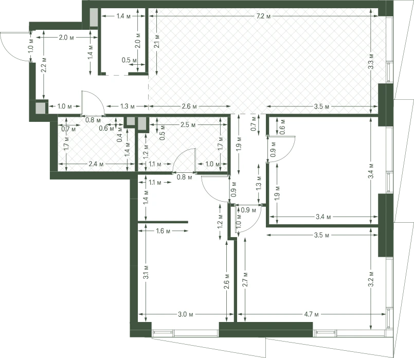 Планировка: 3-комнатная, 84,2 м²