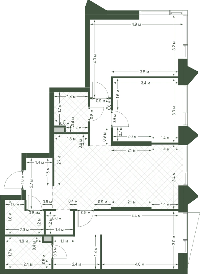 Планировка: 3-комнатная, 85,2 м²