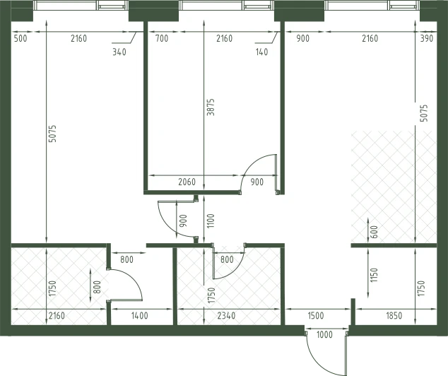 Планировка: 2-комнатная, 64,3 м²