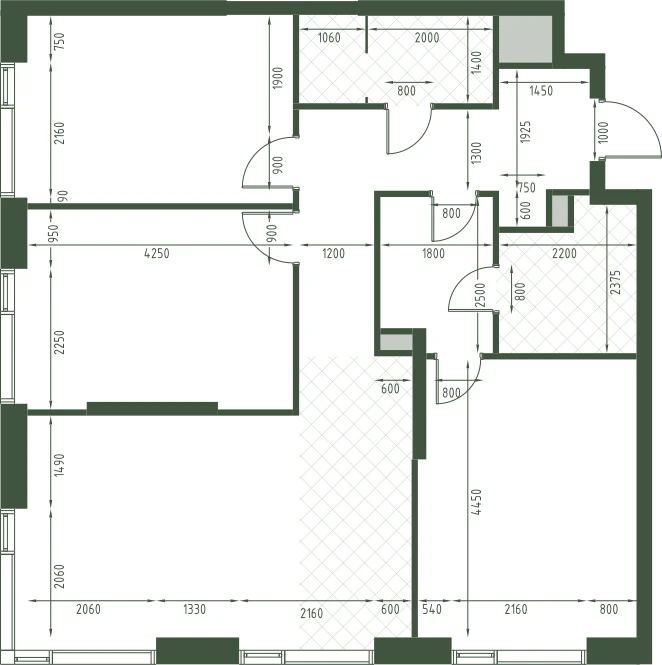 Планировка: 3-комнатная, 88,8 м²