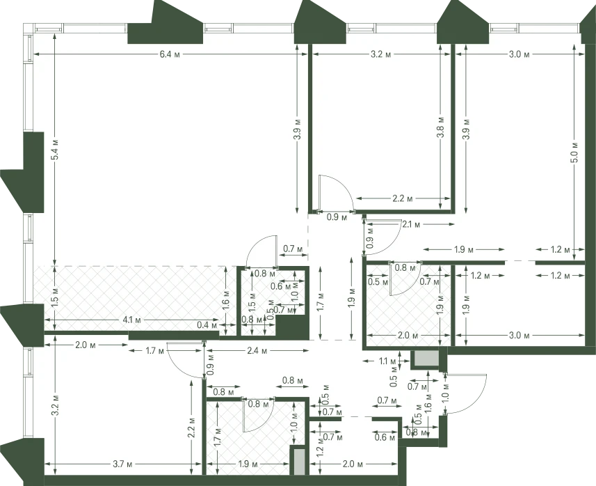 Планировка: 3-комнатная, 109,4 м²