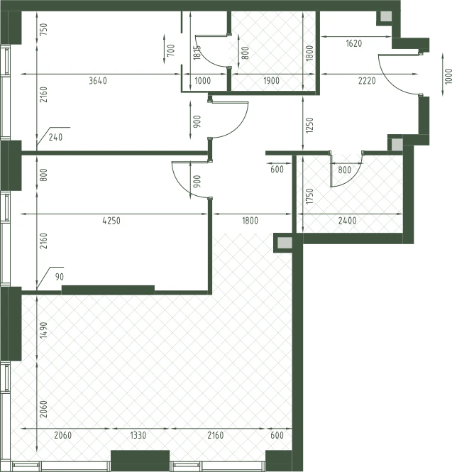 Планировка: 2-комнатная, 71,1 м²