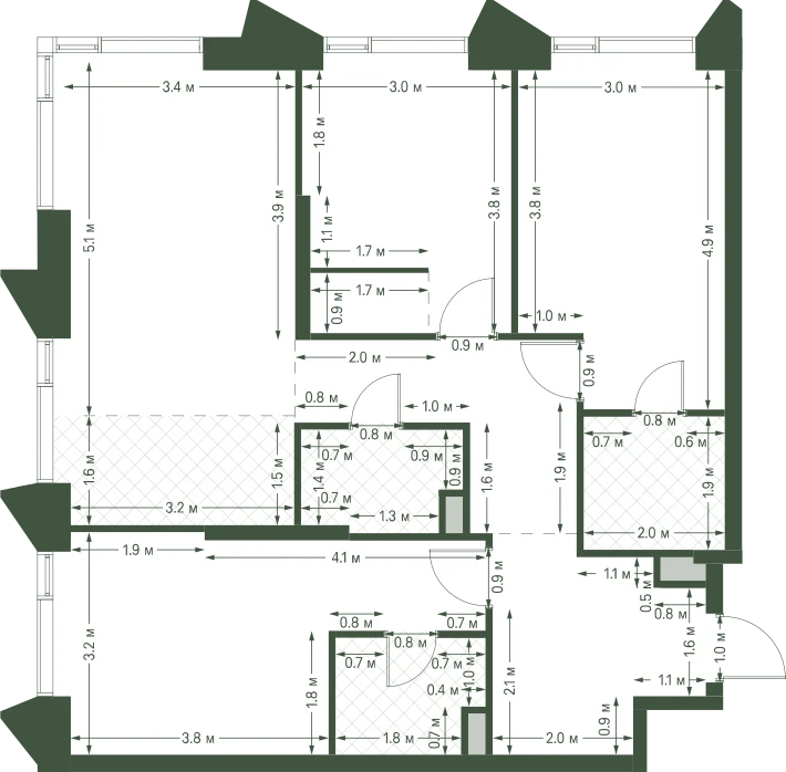 Планировка: 3-комнатная, 88,7 м²