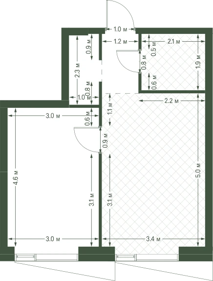Планировка: 1-комнатная, 39,5 м²