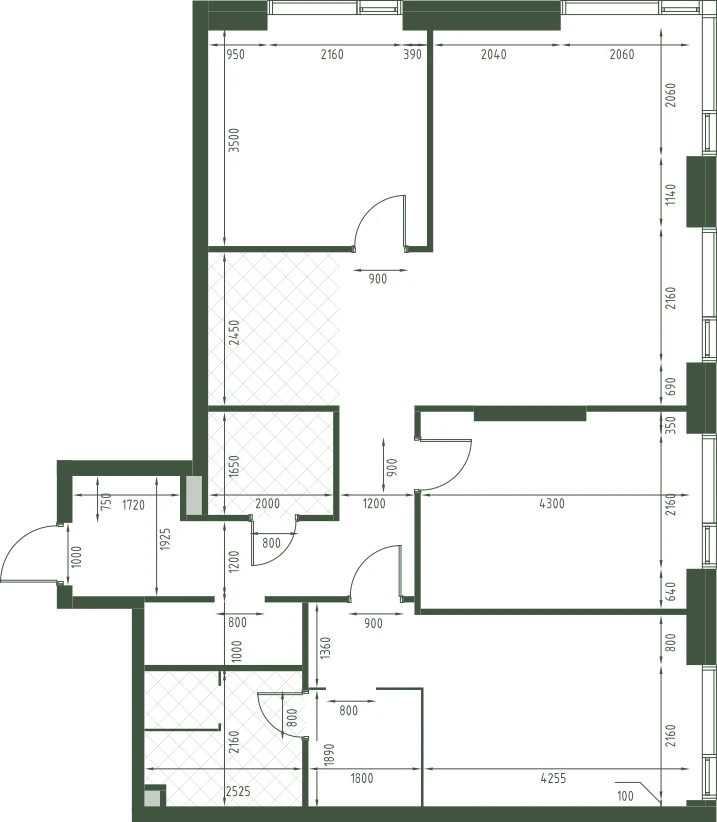 Планировка: 3-комнатная, 99,5 м²