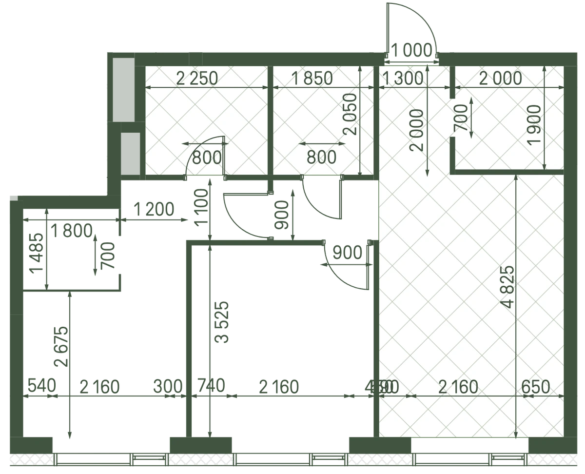 Планировка: 2-комнатная, 59,8 м²