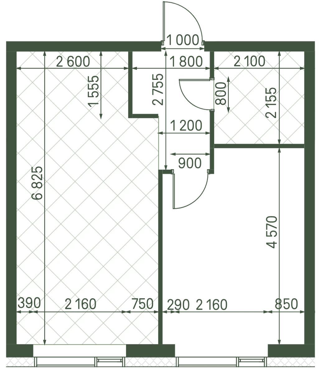 Планировка: 1-комнатная, 44,5 м²