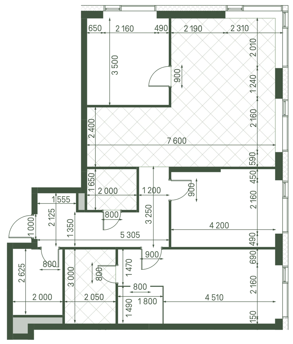 Планировка: 3-комнатная, 102,1 м²