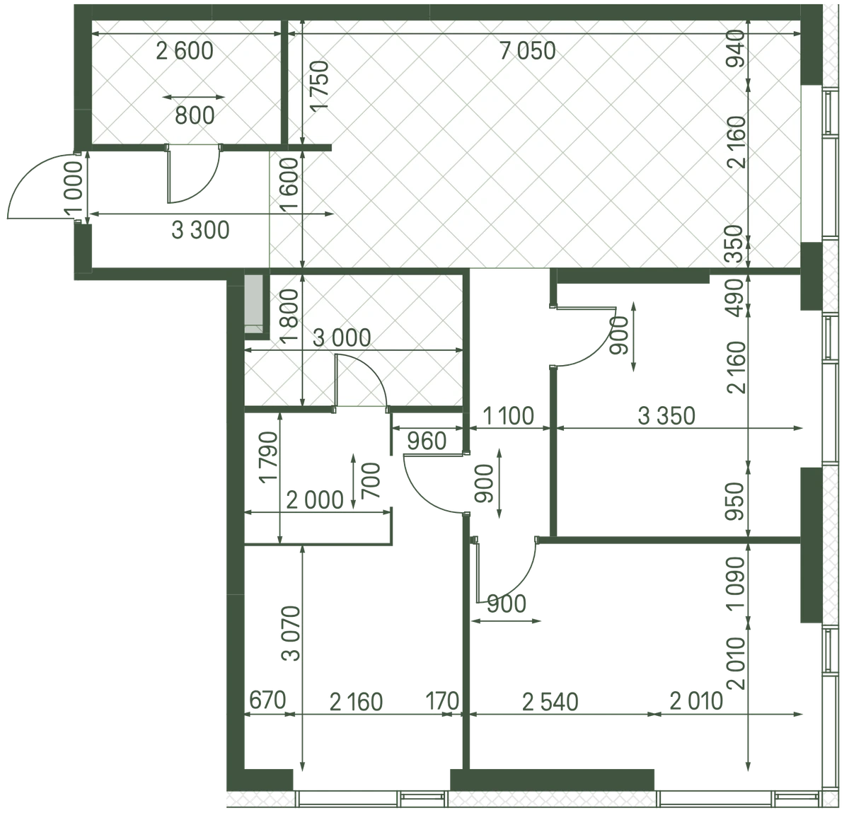 Планировка: 3-комнатная, 83 м²