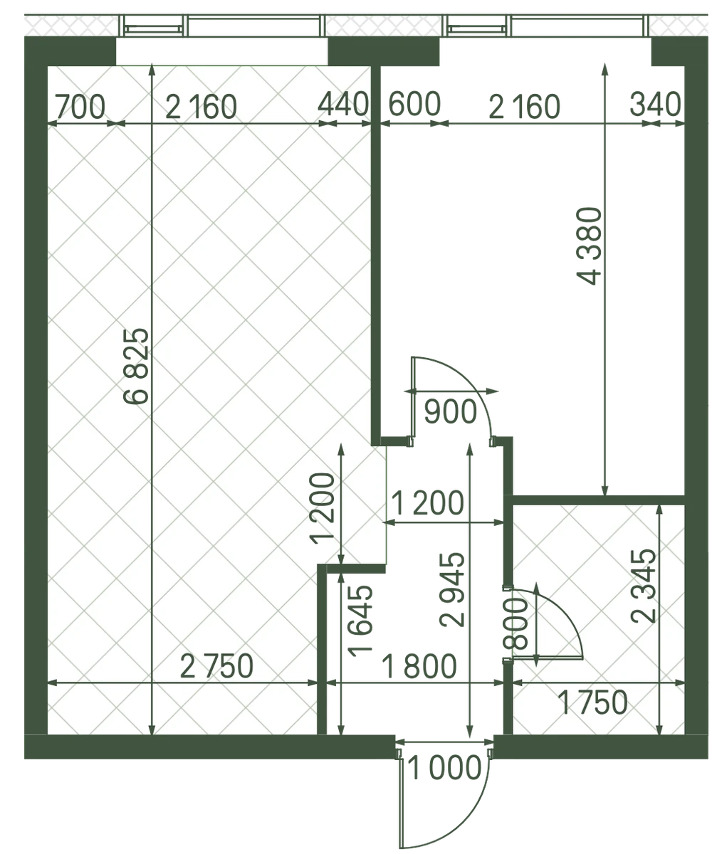 Планировка: 1-комнатная, 43,2 м²