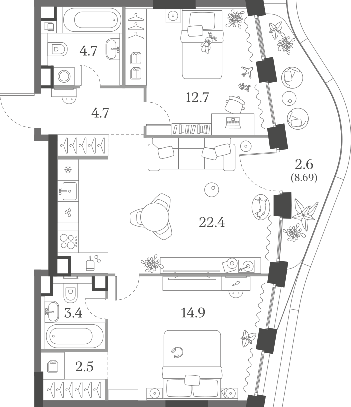 2-комнатная