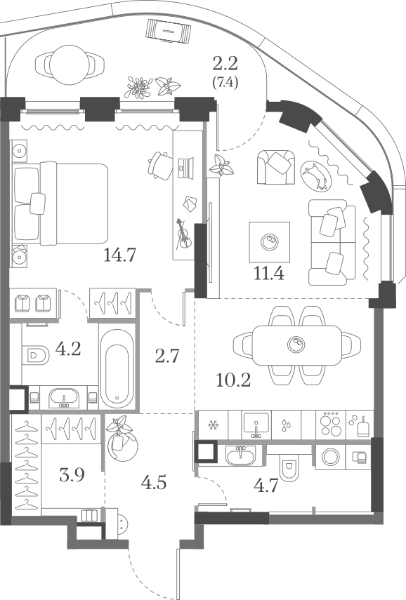 1-комнатная