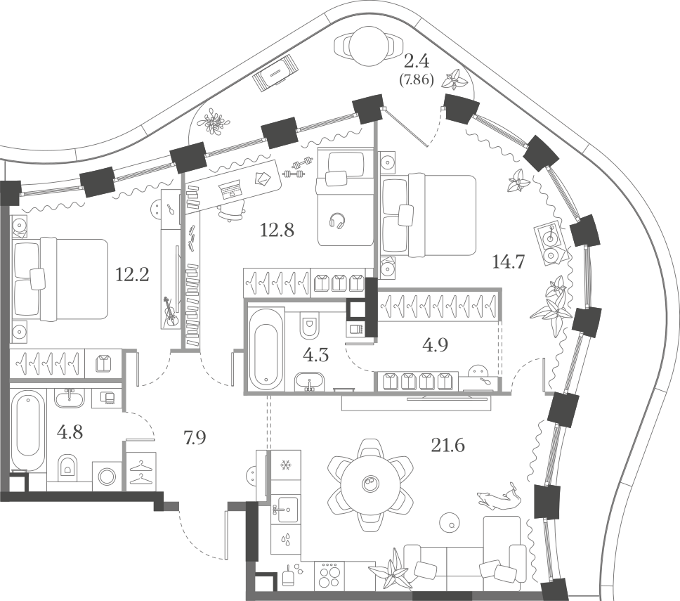 3-комнатная