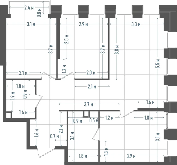 Планировка: 3-комнатная, 79,4 м²