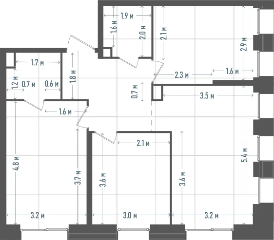 Планировка: 3-комнатная, 72,1 м²