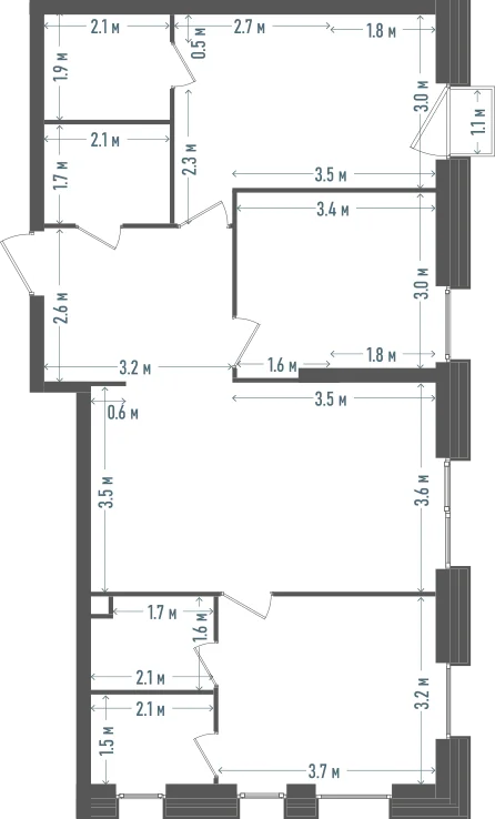 Планировка: 3-комнатная, 82 м²