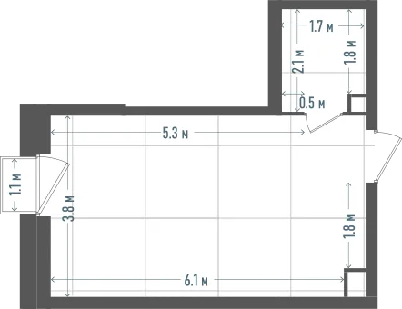 Планировка: Студия, 28,8 м²