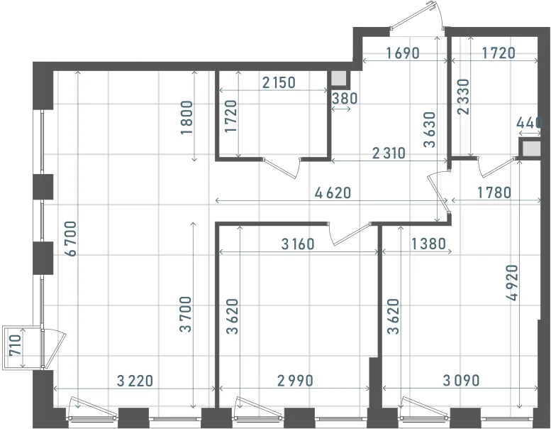Планировка: 2-комнатная, 67,3 м²
