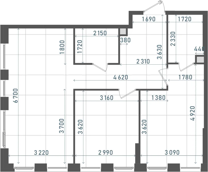 Планировка: 2-комнатная, 66,8 м²