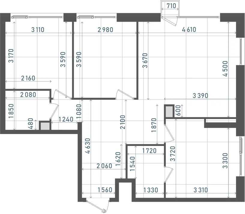 Планировка: 3-комнатная, 76,9 м²