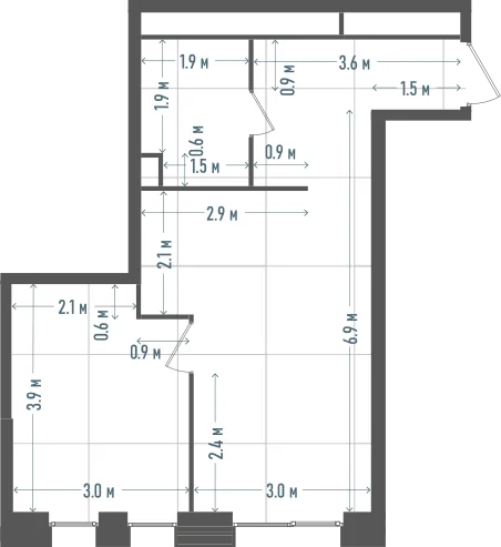 Планировка: 1-комнатная, 41,9 м²