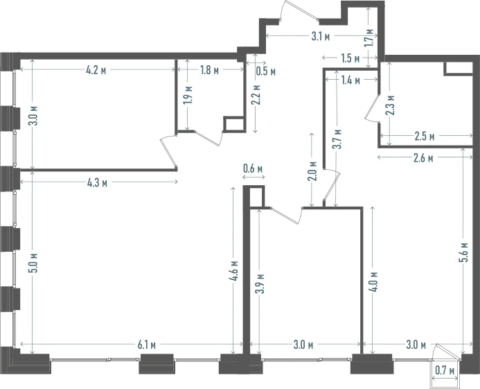 Планировка: 3-комнатная, 101,4 м²