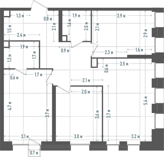 Планировка: 3-комнатная, 80 м²
