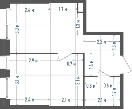Планировка: 1-комнатная, 36,8 м²