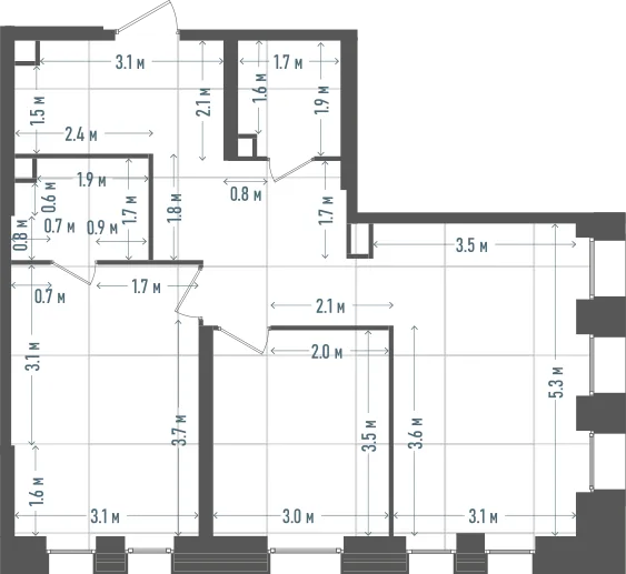 Планировка: 2-комнатная, 67,5 м²