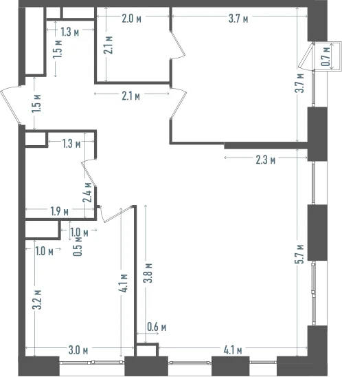 Планировка: 2-комнатная, 71,9 м²