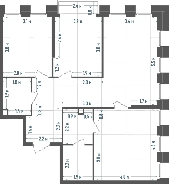 Планировка: 3-комнатная, 88,2 м²