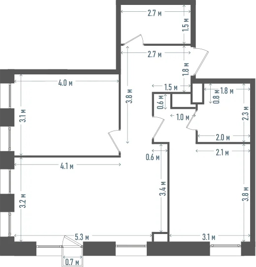 Планировка: 2-комнатная, 63,7 м²