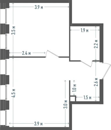 Планировка: 1-комнатная, 41,3 м²