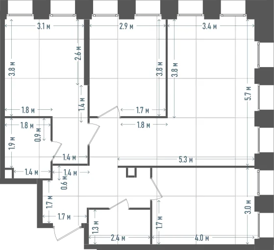Планировка: 3-комнатная, 77,5 м²