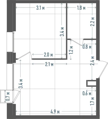 Планировка: 1-комнатная, 33,2 м²