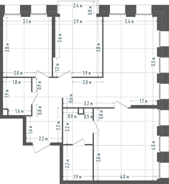 Планировка: 3-комнатная, 88,1 м²