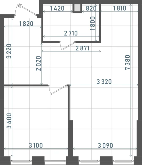 Планировка: 1-комнатная, 46 м²