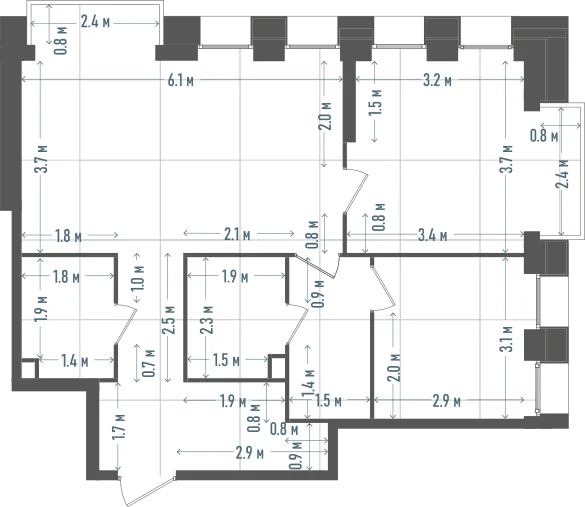 Планировка: 2-комнатная, 72,2 м²